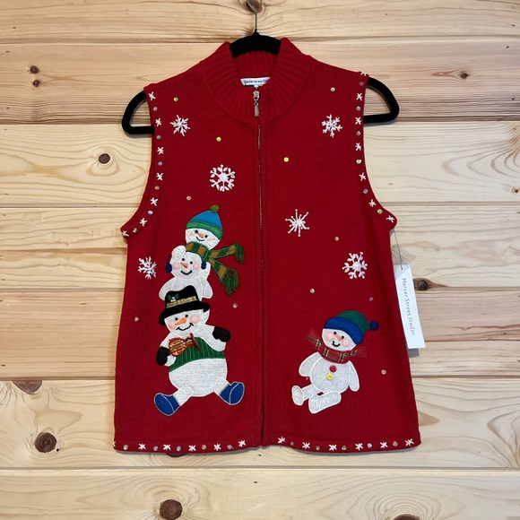 Snowmen Cotton Ramie Christmas Sweater - Picture 1 of 5